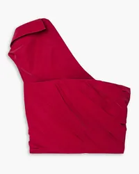 Alexander Wang One-shoulder cropped draped coated-poplin top - Red Red