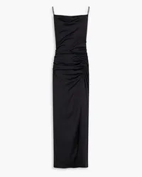 Maje Ruched satin maxi dress - Black Black