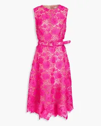 Oscar de la Renta Belted guipure lace midi dress - Pink Pink