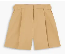 Pleated cotton-gabardine shorts - Neutral
