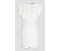 Ruched crinkled twill mini dress - White