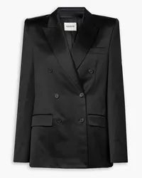 KHAITE Nathan double-breasted cotton-blend satin blazer - Black Black