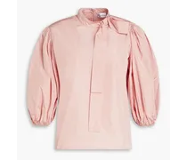 Bow-detailed gathered taffeta blouse - Pink