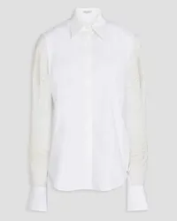 Brunello Cucinelli Sequin-embellished cotton-poplin and organza shirt - White White