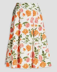 EMILIA WICKSTEAD Pleated floral-print ottoman midi skirt - White White