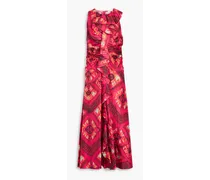 Othella ruffled printed silk-twill midi dress - Pink