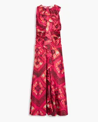 Ulla Johnson Othella ruffled printed silk-twill midi dress - Pink Pink