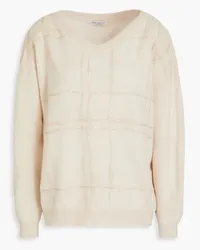 Brunello Cucinelli Embroidered wool, cashmere and silk-blend sweater - Neutral Neutral