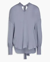 Brunello Cucinelli Bead-embellished silk crepe de chine blouse - Blue Blue