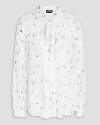 Emporio Armani Pussy-bow printed crepon shirt - White White