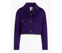 Street cropped brushed wool-felt jacket - Purple