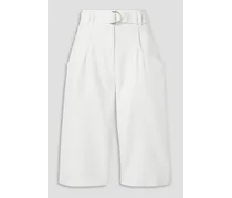 Belted crepe shorts - White