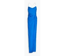 Shiroi wrap-effect draped silk-twill maxi dress - Blue