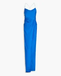 GAUGE81 Shiroi wrap-effect draped silk-twill maxi dress - Blue Blue