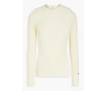 Ruffled ribbed-knit sweater - White