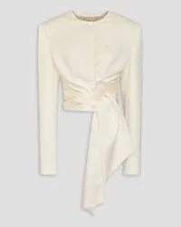 Magda Butrym Cropped silk and wool-blend satin and twill jacket - White White