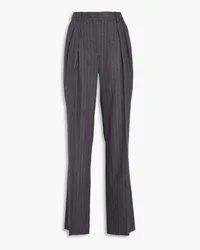 Loulou Studio Amoya pleated pinstriped wool-blend straight-leg pants - Gray Gray