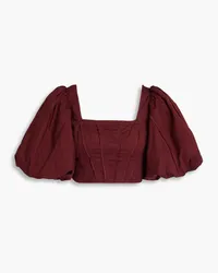 Aje. Sylvia cropped cotton-poplin top - Burgundy Burgundy