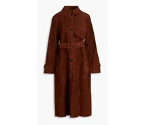 Belted suede trench coat - Brown