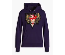 Embellished French cotton-terry hoodie - Purple