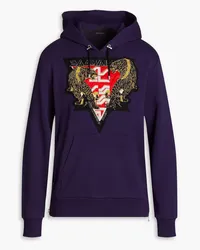 Balmain Embellished French cotton-terry hoodie - Purple Purple