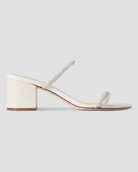 Porte & Paire Crystal-embellished leather sandals - White White