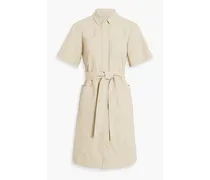 Clara textured organic cotton-blend shirt dress - Neutral