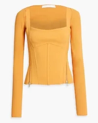 Dion Lee Layered ribbed stretch-jersey top - Yellow Yellow