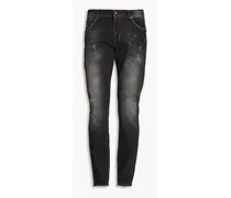 Slim-fit distressed denim jeans - Black