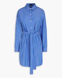 Theory Striped cotton-poplin mini shirt dress - Blue Blue