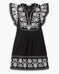 Sea Beck pintucked embroidered cotton and linen-blend mini dress - Black Black