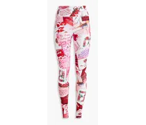 Printed stretch-cotton jersey leggings - Pink