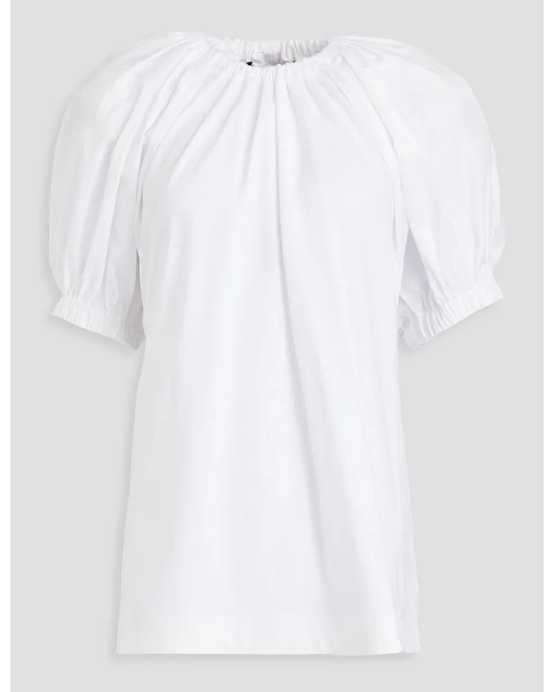 3.1 phillip lim Gathered cotton-poplin and jersey top - White White