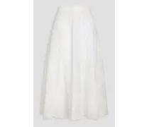 Lace and cotton-voile midi skirt - White