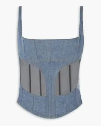 Thierry Mugler Denim and tulle bustier top - Blue Blue