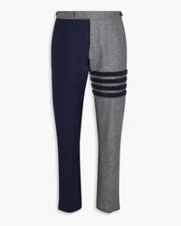 Thom Browne Two-tone striped wool-felt pants - Gray Gray