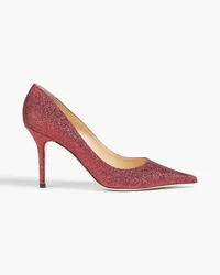 Jimmy Choo Agnes glittered woven pumps - Burgundy Burgundy