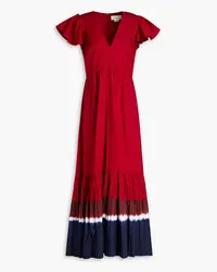 Sachin & Babi Paloma gathered tie-dyed cotton midi dress - Burgundy Burgundy