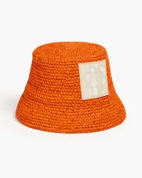 Jacquemus Ficiu appliquéd raffia bucket hat - Orange Orange