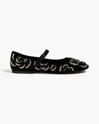 Tory Burch Embellished suede ballet flats - Black Black