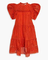 Ulla Johnson Simone tiered broderie anglaise cotton dress - Red Red