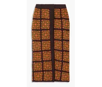 Positive Vibes crocheted cotton midi skirt - Orange