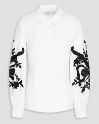 Carolina Herrera New York Embroidered cotton-poplin shirt - White White