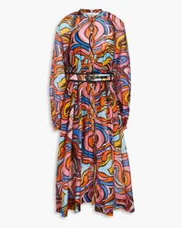 Rebecca Vallance Chiquita belted printed crepe midi dress - Multicolor Multicolor