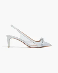 RED Valentino Sandie glittered woven and PVC slingback pumps - Metallic Metallic