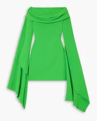 Solace London Off-the-shoulder draped crepe mini dress - Green Green