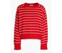 Sequin-embellished striped cotton sweater - Red