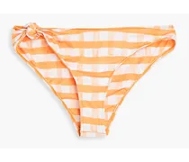 Vichy knotted gingham mid-rise bikini briefs - Orange
