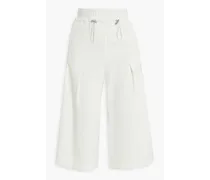Pleated twill culottes - White