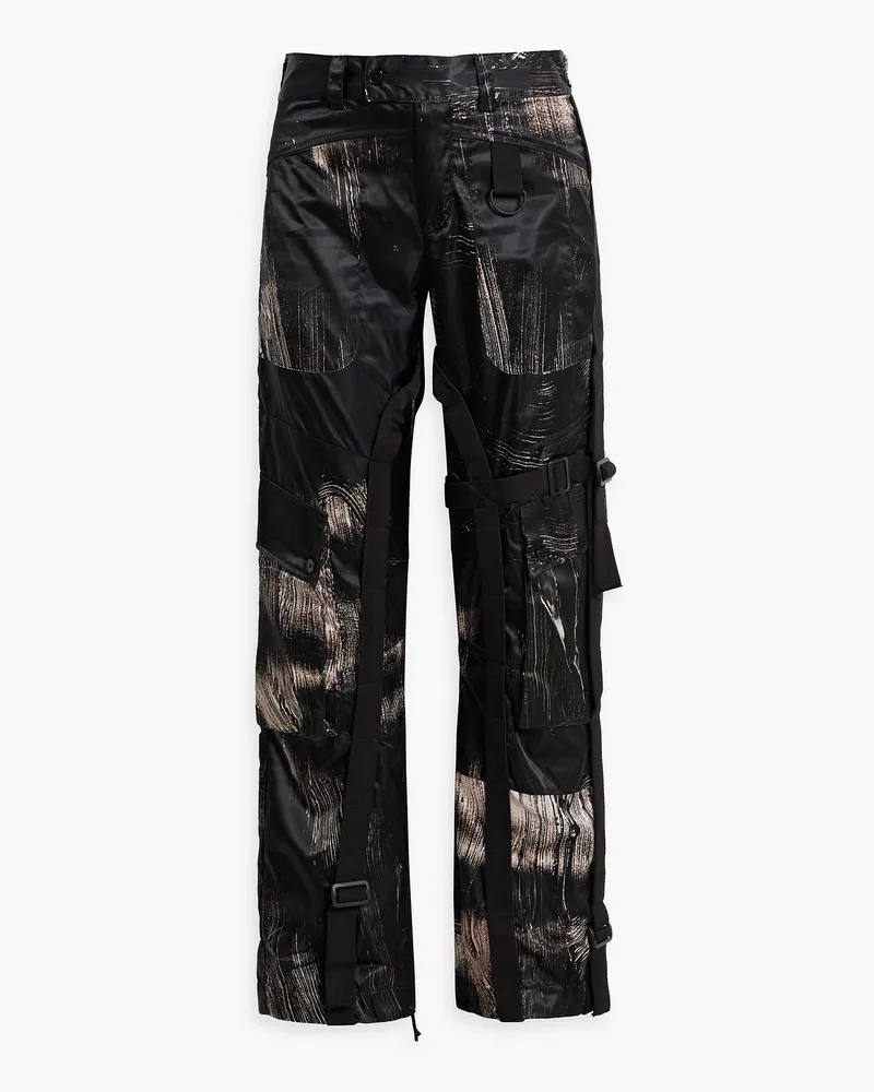 Louisa Ballou Printed satin cargo pants - Black Black